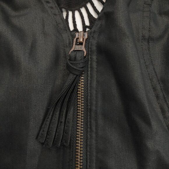 Harley Davidson Women's Black Studded Tassel Zipper Open Crochet Vest Large - Picture 12 of 13